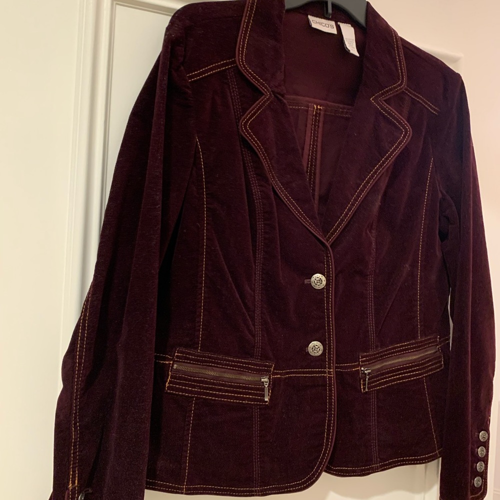 COPY - Chico’s jacket. Like new. Merlot/Wine colo…